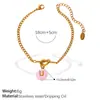 Pulsera Nudosa de Acero Inoxidable Chapado en Oro de 18 Quilates con Colgante de Letra Redondo de Colores Estilo Dulce y Fresco Personalizado Europeo y Americano Joyería para Manos Dopamina