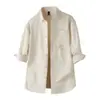 Ropa de Hombre Shanggu Verano Delgada Transpirable Lino Estilo Old Money Camisa de Hombre Personalizada Retro Americano Manga Corta Cuello Camisero