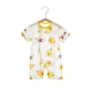 Pijama de Algodón Puro para Bebé, Mameluco, Broche Oblicuo Sin Hueso Ropa para Recién Nacidos, Mono de Manga Corta de Verano para Bebé, Estilo Delgado