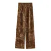 Calça Wide Leg Estilo Nacional Novo Estilo Chinês 2026 Outono Nova Veludo Solta de Cintura Alta Casual Reta Longa para Mulheres Mx006