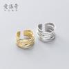 Anillo de Plata s925 Love Lodge para Mujer Estilo Coreano Versátil Simple Línea Multicapa Cruz Anillo Abierto J7224