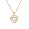 Collar Colgante de Corazón Aogu Transfronterizo Nuevo Producto Lujo Accesible Gama Alta Chapado en Cobre Oro de 18 Quilates Circonita Madreperla Collar Versátil