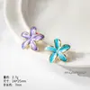 Pendientes de esmalte DIY con flor de hada de colores, estilo francés, temperamento suave y elegante, personalizados y versátiles con un toque de alta gama
