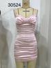 Roupas Femininas Europeias e Americanas de Primavera e Verão Transfronteiriças Vestido Sexy Saia Curta Suspensório Plissada Justa ao Corpo Cetim Saia de Suspensório