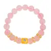 Pulsera de Cuarzo Rosa Natural Estilo Mismo de la Tienda de Oro Puzuo, Pulsera de Arena Dorada de Estrella de Ocho Puntas, Pulsera de Aguamarina Estilo Dulce Flor de Durazno