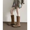 Botas de cavaleiro de cano reto outono inicial botas longas de cano alto botas de cano alto largas 2026 botas jeans sem bico redondo estilo western novo