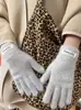 Nuevos Guantes Cálidos de Punto Engrosados para Mujer en Otoño e Invierno Estudiantes Color Sólido Guantes sin Dedos para Pantalla Táctil Venta al por Mayor