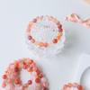Pulseira de cristal ágata vermelha estilo coreano ins anel único fonte de sal rosa calcedônia doce bicolor pulseira feminina joia