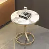 Mesa lateral de sofá de luxo leve, mesinha de centro, mesinha pequena de placa de rocha, mesa de cabeceira para sala de estar, mesa de chá minimalista moderna para varanda, mesinha redonda pequena