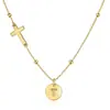 Amazon Transfronterizo Nuevo Collar con Inicial de Letra de 26 Letras en Forma de Cruz para Mujer, Collar Versátil Simple de Nicho