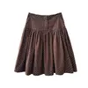 Nuevo falda midi versátil de lunares abullonada vintage de otoño con botones, falda de diseño único para mujer