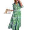 2026 Comercio Exterior Más Vendido En Stock Transfronterizo Europeo y Americano Amazon Primavera/Verano Estampado Geométrico Cuello en V Vestido Largo Ropa de Mujer