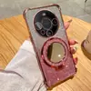Adecuado para Funda de Teléfono Móvil Huawei Mate70Pro Esquina Cuatro Bolsas de Aire P70 Polvo Brillante Espejo de Maquillaje M60 Soporte N14 Cubierta Anticaída