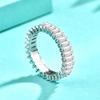 Nuevo Anillo Transfronterizo de Plata Esterlina 925 para Mujer Diamante Cubo de Azúcar Moda Exagerada Europea y Americana Anillo Cerrado Joyería que no se Desvanece