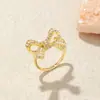 Anel de Laço com Contas Estilo Coreano Mais Vendido Cobre Banhado a Ouro com Anel de Pérola Design Elegante de Alto Padrão Anel Aberto