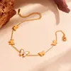 Pulseira de tornozelo de aço inoxidável com cinco borboletas e concha branca transfronteiriça nova, nicho, requintada, simples, pulseira de borboleta
