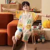 Pijama de Algodón Puro para Niños 2026 Verano Manga Corta Mameluco Anti-Patadas Cubre-Barriga Ropa para el Hogar Ropa para Aire Acondicionado Ropa de Dormir de una Pieza