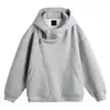 Sudadera con capucha de cremallera asimétrica de estilo urbano americano, unisex, producción en lotes pequeños, diseño deconstruido, cárdigan suelto gris, prenda de abrigo