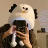 Chapéu de Pelúcia com Orelhas de Cachorro Peludo para Mulheres no Outono e Inverno, Proteção contra Frio, Proteção Auricular, Aquecimento, Versátil e que Mostra o Rosto, Pequeno Chapéu de Tricô