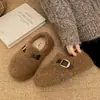 Zapatos de algodón para nieve peludos con suela gruesa antideslizantes y cálidos con terciopelo engrosado para mujer, nuevo estilo 2026, de invierno, que aumentan la altura, retro