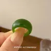 Anillo de Diamante de Imitación de Jade de Tendencia Nacional, Lujoso y de Alta Gama, Estilo Minimalista Exquisito, Anillo de Dedo Índice Abierto de Nicho