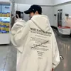 Moletom com capuz forrado de fleece, estilo retrô americano solto, novo para 2026, masculino oversized, estilo casual, peça externa da moda para casais