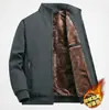 Estilo clássico popular, espessado e forrado com fleece, gola alta executiva, jaqueta espessada e forrada com fleece, casaco masculino para primavera e outono