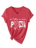 Em outubro vestimos rosa Amazon wish estação independente moda casual feminina camiseta gola V manga curta