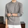 Suéter masculino de lã com gola alta média para outono e inverno, camisa base de malha grossa e quente, suéter masculino de lã em estoque para atacado