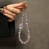Elegante y Lujosa Botella de Perfume en Forma de Corazón Cadena para Teléfono de Cristal Perla Llavero Corto Colgante para Bolso Nuevo Modelo