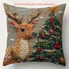 Funda de Cojín Decorativo Papá Noel Muñeco de Nieve Reno Impresa por un Lado para Navidad Invierno Sala de Estar Sofá Dormitorio