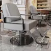 Silla de Salón Reclinable con Altura Ajustable para Cortes de Cabello, Giratoria y Adecuada para Teñido de Cabello, Hecha de Acero Inoxidable