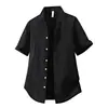 Camisa de Verano para Hombre Nueva con Cuello de Traje Rayada de Manga Corta Holgada Texturizada Casual Moderna Camisa de Verano