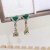 Accesorios para pendientes de botón de perla DIY Aguja de plata de ley S925 Soporte vacío de perla ópalo Soporte para pendientes de botón de pino verde Venta directa de fábrica
