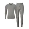 Conjunto de ropa interior térmica de algodón puro para hombre con cuello redondo, fino, antibacteriano, talla grande, ropa interior cálida 100% algodón para invierno