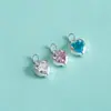 Colgante Corazón de Melocotón con Diamante Chapado en Plata de Ley S925 Colgante Corazón de Diamante Rosa Accesorios para Pulsera de Cristal con Cuentas Hecha a Mano DIY