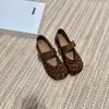 Zapatos Mary Jane Retro para Mujer 2026 Verano Nuevo Estilo Cobertura Total Estampado de Leopardo para Mujer Zapatos Planos Deslizables Bidireccionales Suela Suave