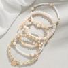 Moda e Estilo Elegante Liga Redonda Pingente CCB Cristal de Imitação Resina com Contas Elástico Pulseira Feminina Conjunto de 5 Peças