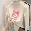 Ropa interior térmica para niñas de otoño e invierno, camiseta térmica de forro polar de doble cara, camiseta de manga larga, camisa de otoño de cuello semi-alto para niñas pequeñas