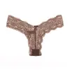 Estilo vintage~Pantis de encaje para mujer talla grande, T-back sexy, encaje transparente cómodo, entrepierna de algodón sexy, tanga de tiro bajo para mujer