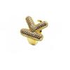 Anel de zircônia microincrustada 26 Anel de letra inglesa anel de abertura ajustável banhado a ouro claro anel de letra de biscoito