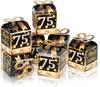 Caja Decorativa Cuadrada Negra y Dorada Qonmpcvu Bolsa de Regalo para 75 Cumpleaños Caja de Regalo para Fiesta