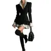 Vestido Blazer de Comercio Exterior Transfronterizo Europeo y Americano para Primavera y Otoño, Elegante para el Trabajo, con Nuevo Diseño y Mangas Largas de Bloques de Color