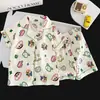 Pijama Popular Lindo de Dibujos Animados de Estrella para Niñas, Manga Corta de Verano Nuevo Algodón Nube Rayado Conjunto de Ropa para el Hogar Venta al por Mayor