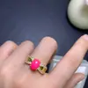 Anel de Opala Rosa Natural Pedra Principal 7x9mm Rosa Delicado Anel Coração de Menina Aberto Ajustável