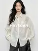 Camisa de Protección Solar Havegan/Tencel Lino para Mujer, Estilo Commuter, Nueva Colección Primavera 2026, Manga Larga, Diseño Holgado