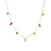Collar Cuadrado Geométrico Rosa y Morado con Circonita Transfronterizo para Mujer Joyería Simple de Playa Collar que no se decolora Estilo Europeo y Americano