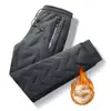 Pantalones impermeables a prueba de frío de lana de cordero para otoño e invierno, holgados, forrados de vellón, gruesos, de talla grande, rectos, cálidos, de algodón, pantalones deportivos para hombre