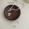 Colar Pingente Borboleta Longo Pérola Francesa Feminino Design de Puxar de Alta Qualidade Colar de Luxo Acessível Nova Tendência 2025