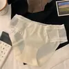 Ropa Interior Transparente de Malla Sexy de Seda de Hielo Sin Costuras para Mujer Verano Delgado Transparente Cintura Media-Baja Encaje Tacto Nude Tanga para Mujer